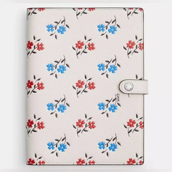 NEW Coach Refined Pebble Leather Chalk Multi Floral Print Notebook Journal - Picture 7 of 15